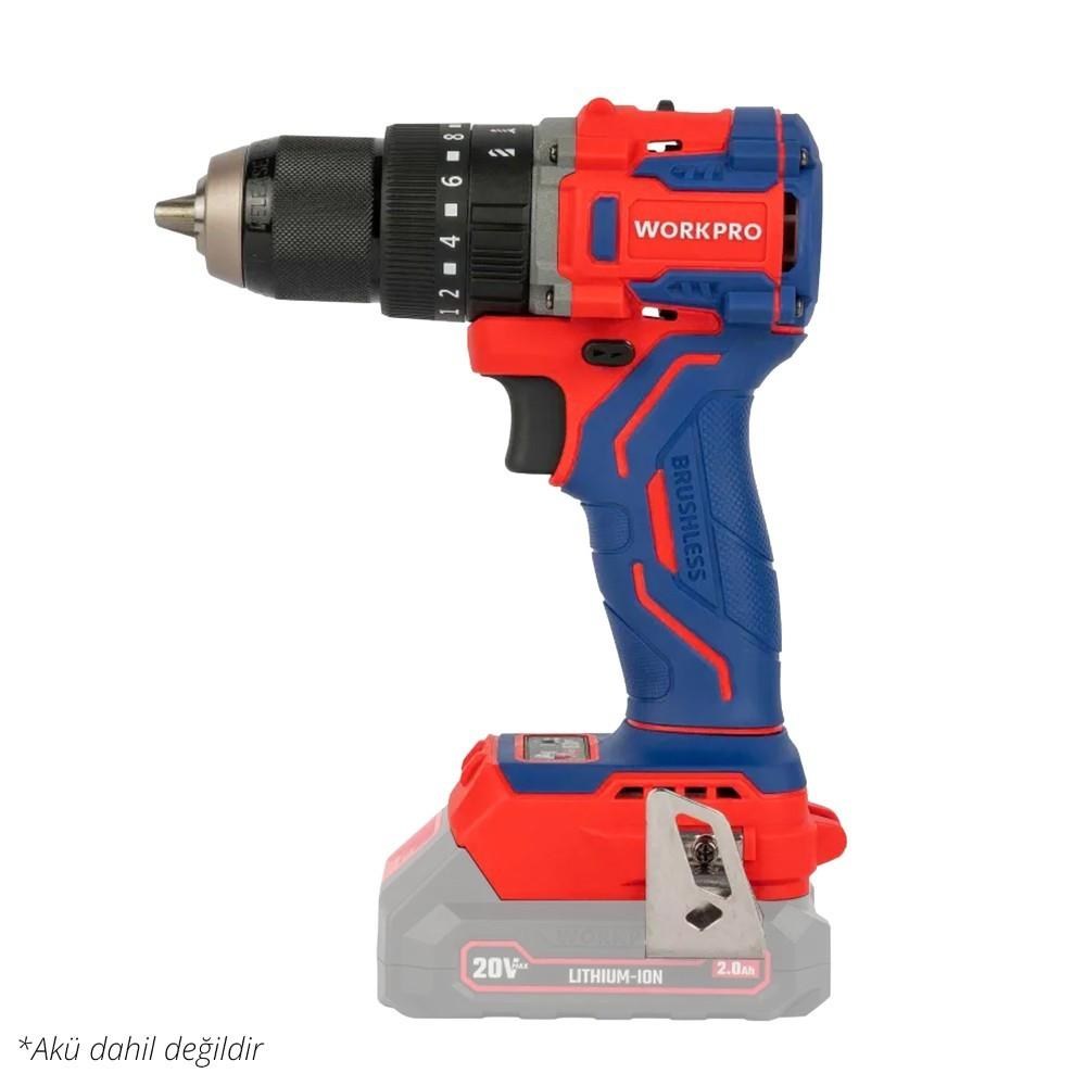 WorkproWORKPRO WP390016 20Volt 65Nm. Kömürsüz Profesyonel Şarjlı Darbeli Matkap (Akü Dahil Değildir)WP390016