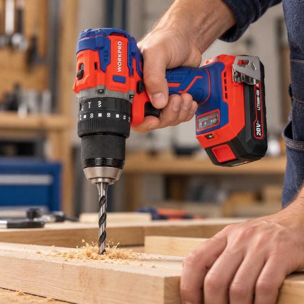 WorkproWORKPRO WP390016 20Volt 65Nm. Kömürsüz Profesyonel Şarjlı Darbeli Matkap (Akü Dahil Değildir)WP390016