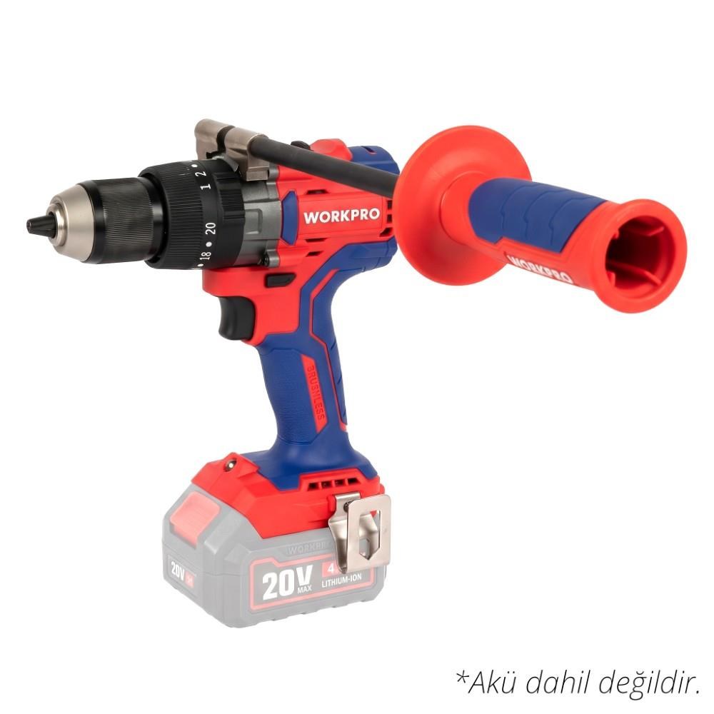 WorkproWORKPRO WP390017 20Volt 120Nm. Kömürsüz Profesyonel Şarjlı Darbeli Matkap (Akü Dahil Değildir)WP390017