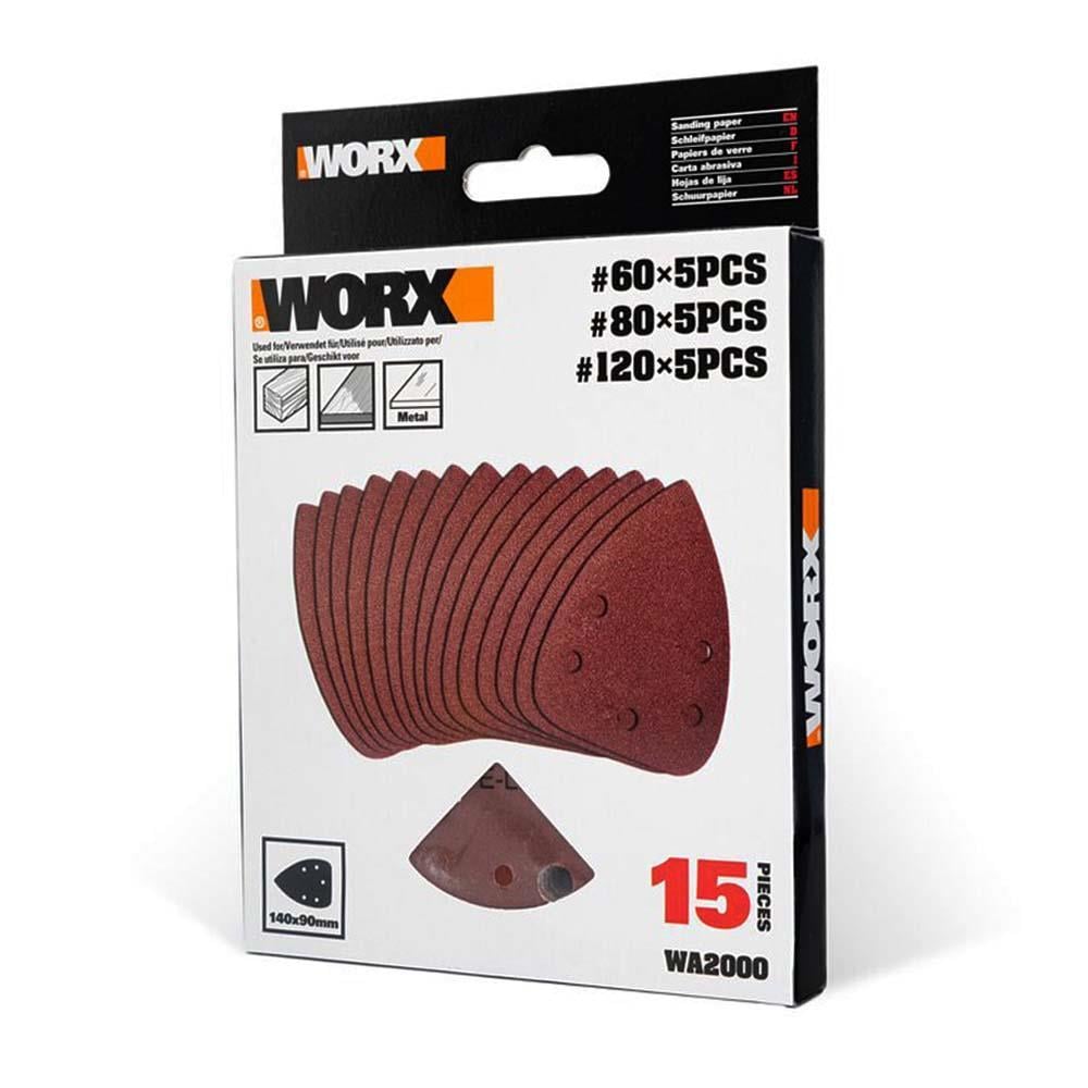 WorxWORX WA2000 140x90mm 60, 80, 120 Kum, 15 Parça Cırtlı Universal Mouse Zımpara Kâğıdı SetiWA2000