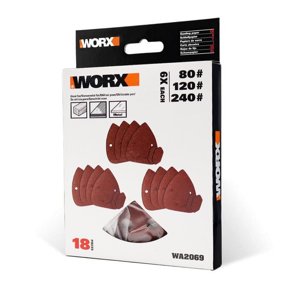 WorxWORX WA2069 140x90mm 80, 120, 240 Kum, 18 Adet Cırtlı Universal Mouse Zımpara Kâğıdı SetiWA2069