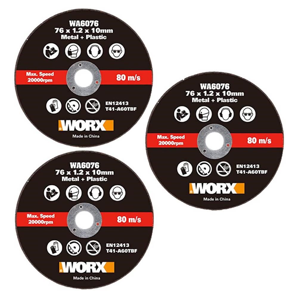 WorxWORX WA6076.3 WX801 İçin 76x10mm 3 Adet Metal ve PVC Kesme TaşıWA6076.3
