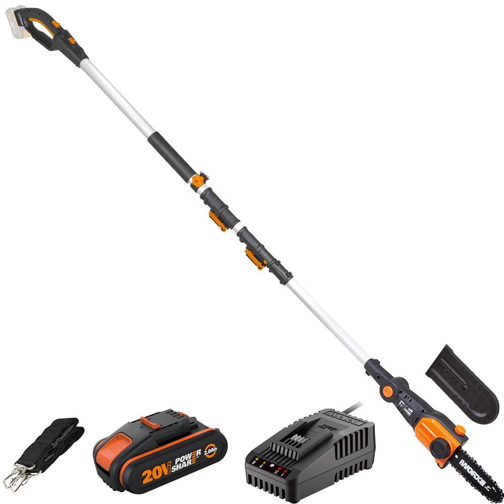 WorxWORX WG349E 20Volt 2.0Ah Li-ion Tek Akülü 20CM Profesyonel Teleskobik Saplı Açı Ayarlı Zincirli Dal BudamaWG349E