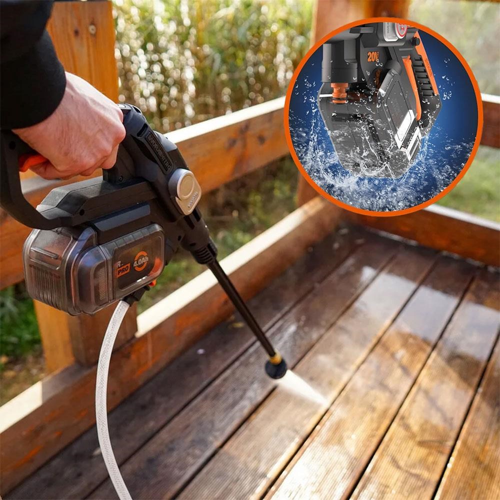 WorxWORX WG633E 20Volt 4.0Ah. Li-ion 56Bar Kömürsüz Basınçlı Yıkama Tabancası + 2 Parça Yıkama SetiWG633E