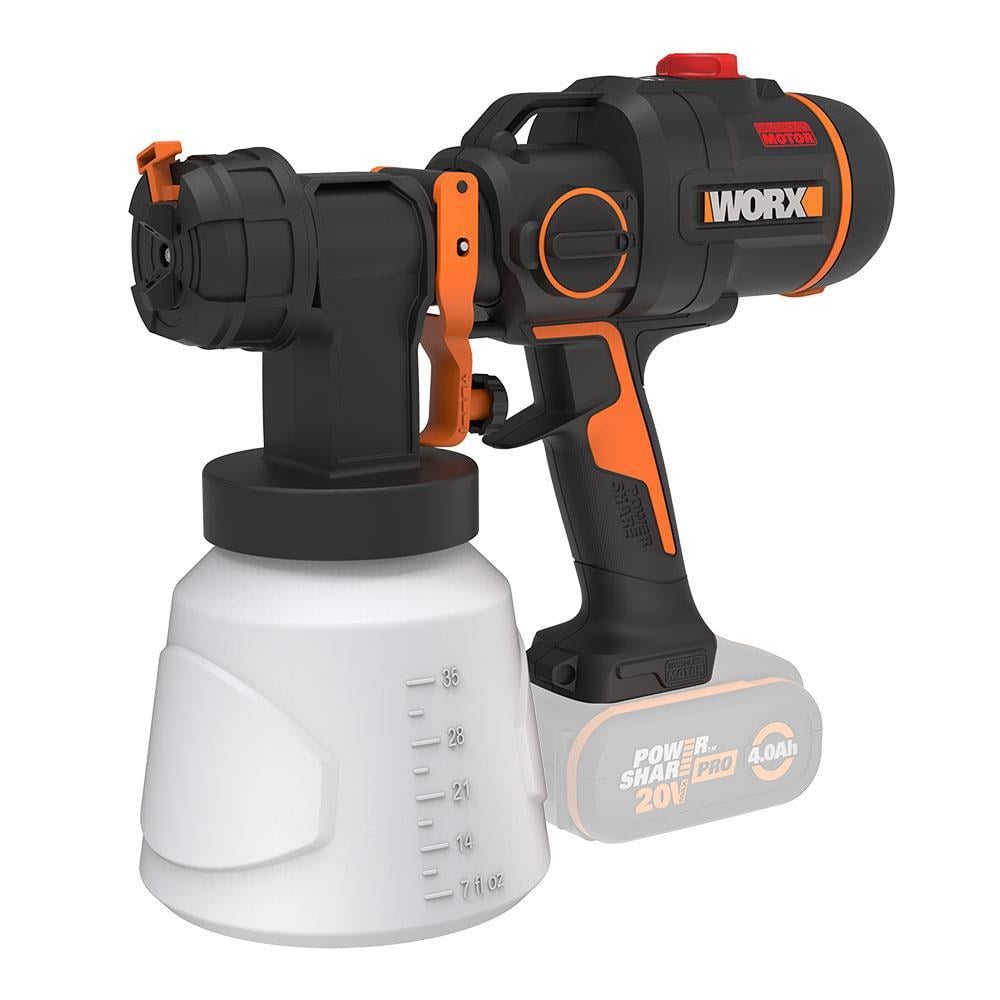 WorxWORX WX020.9 20Volt Kömürsüz Devir Ayarlı Boya Tabancası + 4 Parça Yedek Nozul/Meme (Akü Dahil Değildir)WX020.9