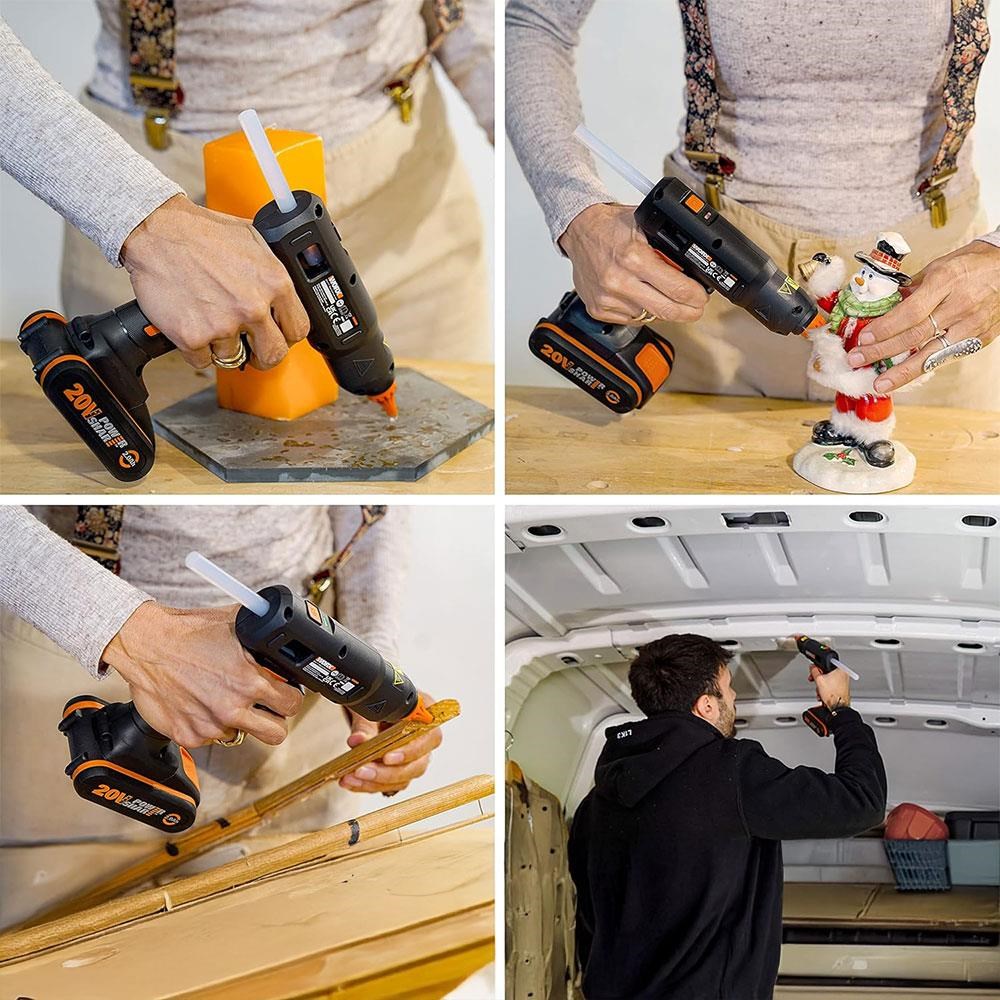 WorxWORX WX045.9 20Volt 11MM Profesyonel Sıcak Mum Silikon Tabancası + 10 Silikon (Akü Dahil Değildir)WX045.9