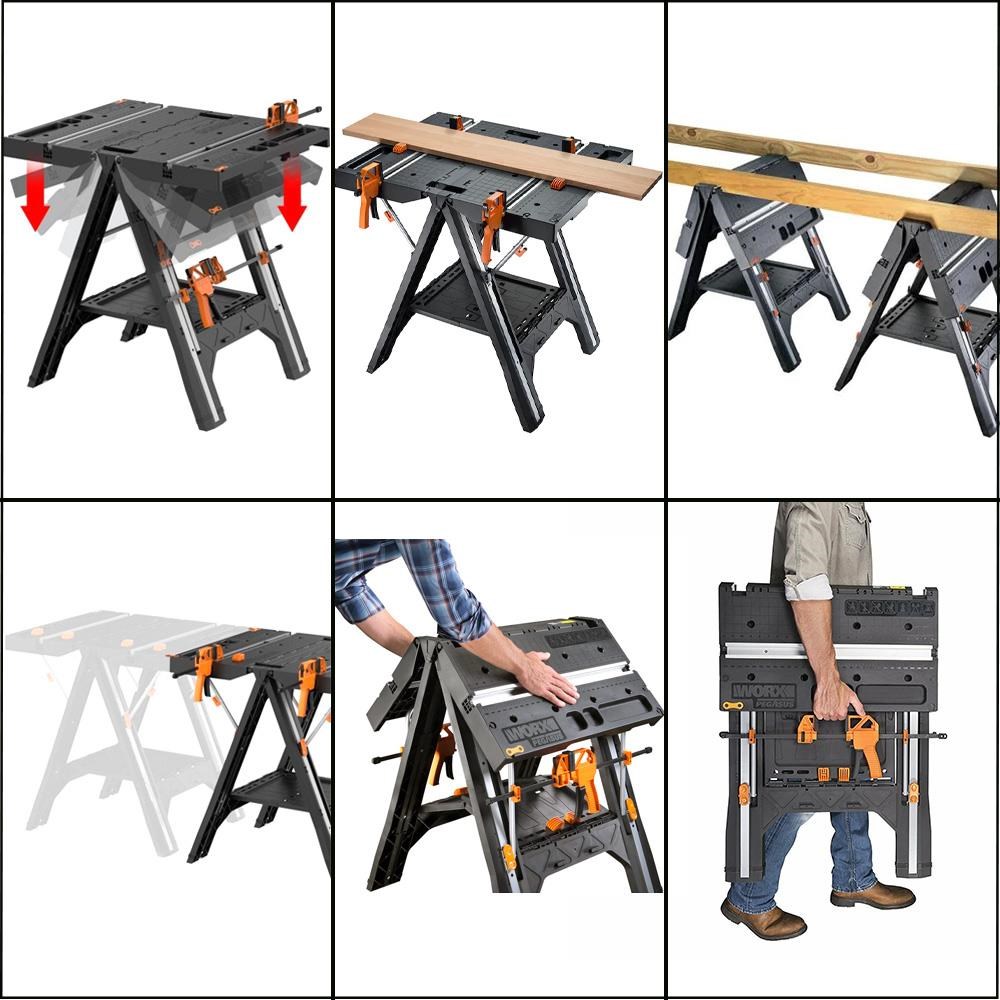 WorxWORX WX051 Çok Fonksiyonlu Katlanabilir Çalışma Tezgâhı + 2 Adet Tetik İşkenceWX051
