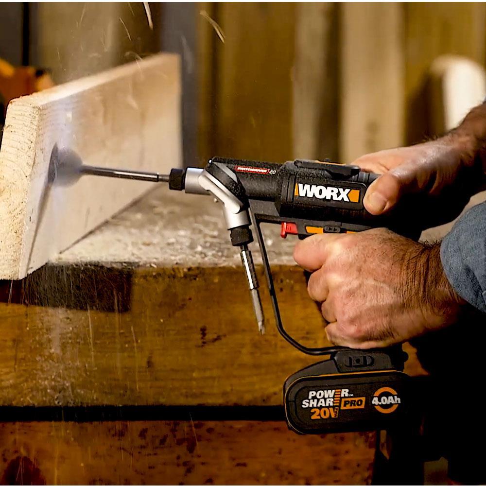 WorxWORX WX177 20Volt/2.0Ah Li-ion Döner Kafa ve Çift Mandrenli Profesyonel Kömürsüz Şarjlı Matkap + 6 Parça UçWX177