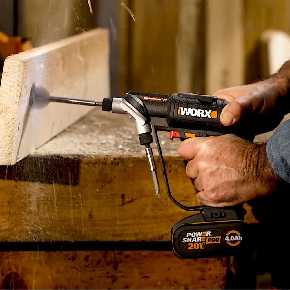 WorxWORX WX177.9 20Volt Döner Kafa ve Çift Mandrenli Profesyonel Kömürsüz Şarjlı Matkap + 6 Parça Uç (Akü Dahil Değildir)WX177.9
