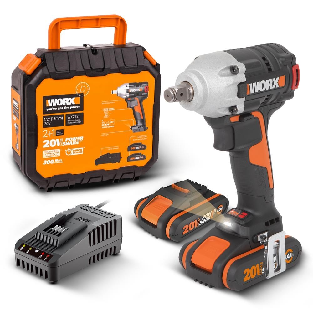WorxWORX WX272 20Volt/2.0Ah Li-ion Çift Akülü Şarjlı 300Nm Kömürsüz Profesyonel Somun SıkmaWX272