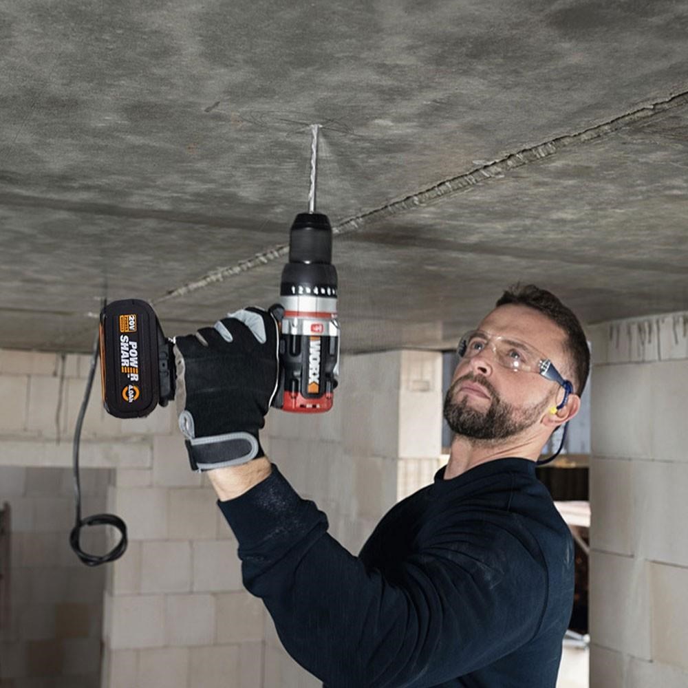 WorxWORX WX354.4SET 20Volt/4.0Ah Li-ion Çift Akülü Kömürsüz Profesyonel Şarjlı Darbeli Matkap + DA01903 201 Parça Delme/Vidalama Uç SetiWX354.4SET