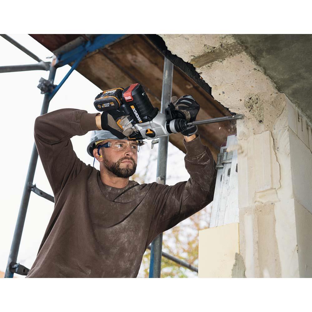 WorxWORX WX380.9C 20Volt 2.0Ah. 2.2J Li-ion Tek Akülü Şarjlı Profesyonel SDS-Plus Pnömatik Kırıcı/DeliciWX380.9C