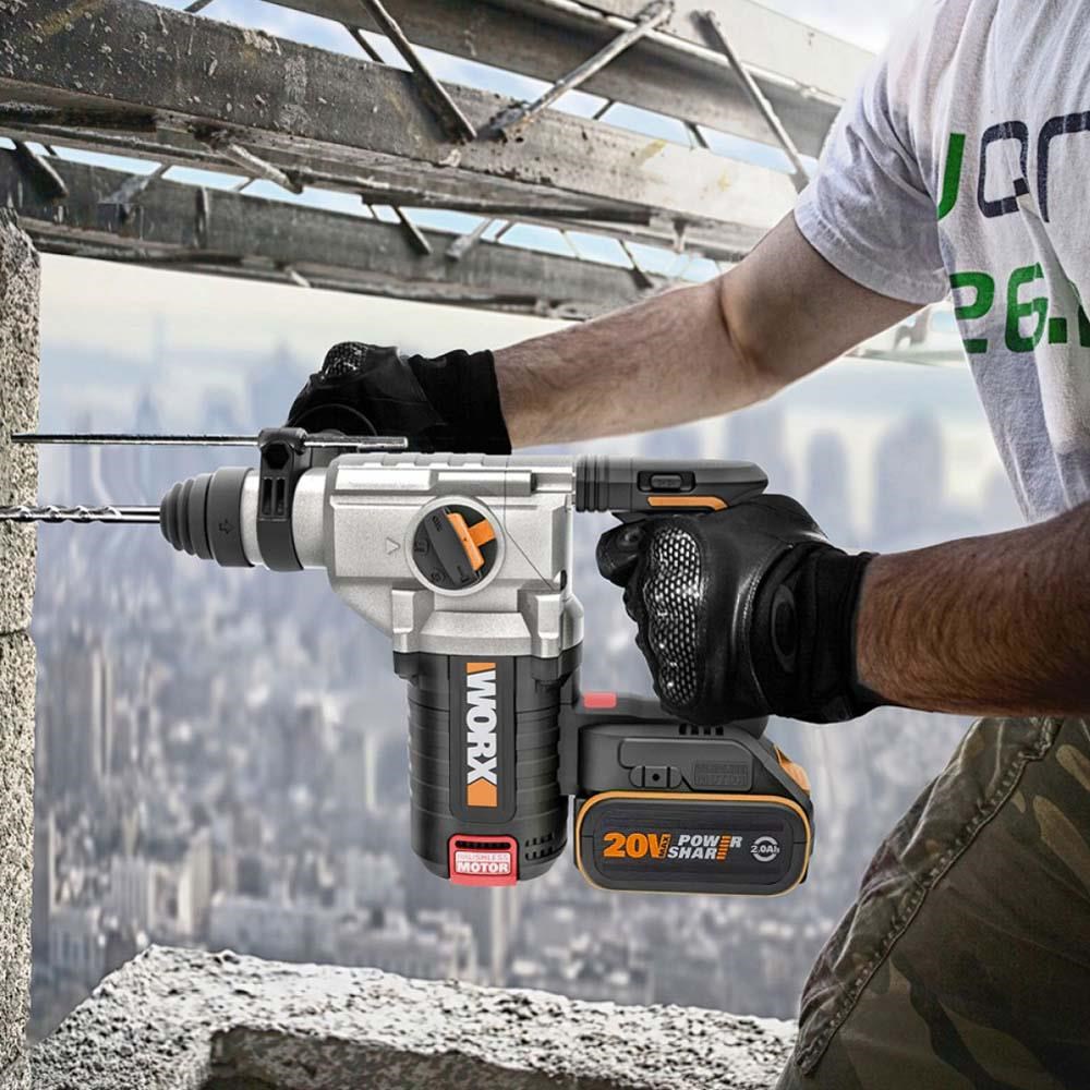 WorxWORX WX380.9C 20Volt 2.0Ah. 2.2J Li-ion Tek Akülü Şarjlı Profesyonel SDS-Plus Pnömatik Kırıcı/DeliciWX380.9C