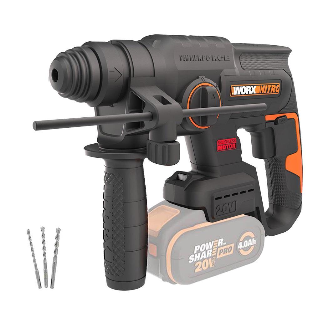 WorxWORX WX381.9 20Volt 2J Profesyonel SDS-Plus Pnömatik Kırıcı/Delici + 3 Parça Delme Ucu (Akü Dahil Değildir)WX381.9
