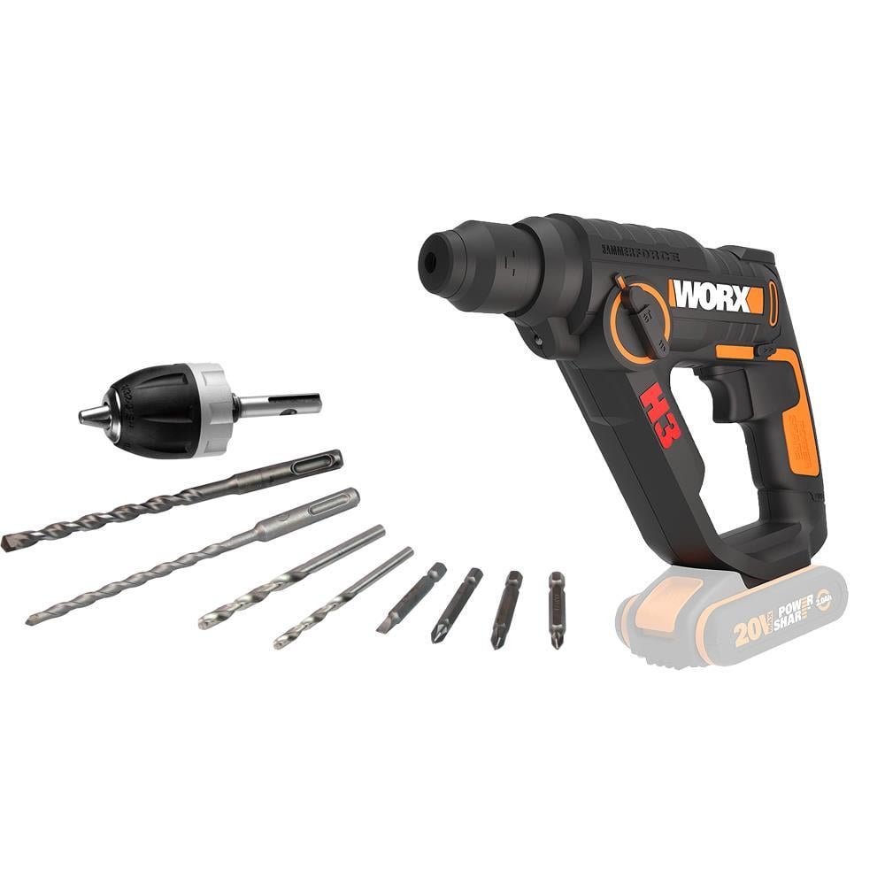 WorxWORX WX390.9 20Volt 1.2J Profesyonel SDS-Plus Pnömatik Şarjlı Matkap + 8 Adet Uç + Mandren (Akü Dahil Değildir)WX390.9