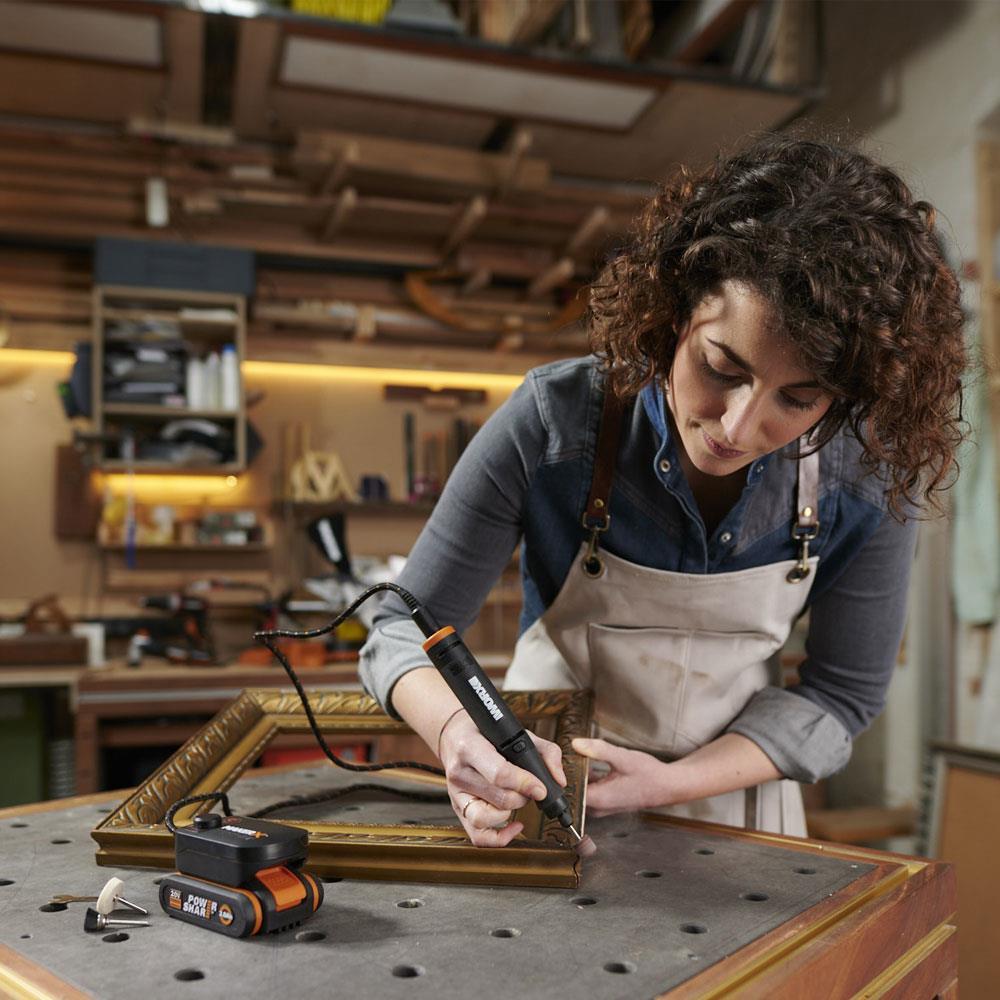 WorxWORX WX739.9 MAKERX 20Volt Kömürsüz Profesyonel Gravür Makinesi + 19 Aksesuar (Akü Dahil Değildir)WX739.9