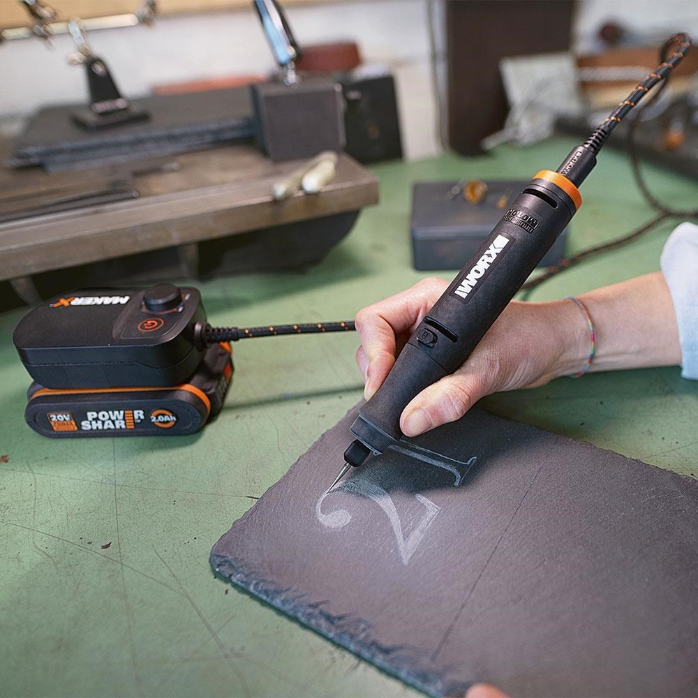 WorxWORX WX739.9 MAKERX 20Volt Kömürsüz Profesyonel Gravür Makinesi + 19 Aksesuar (Akü Dahil Değildir)WX739.9