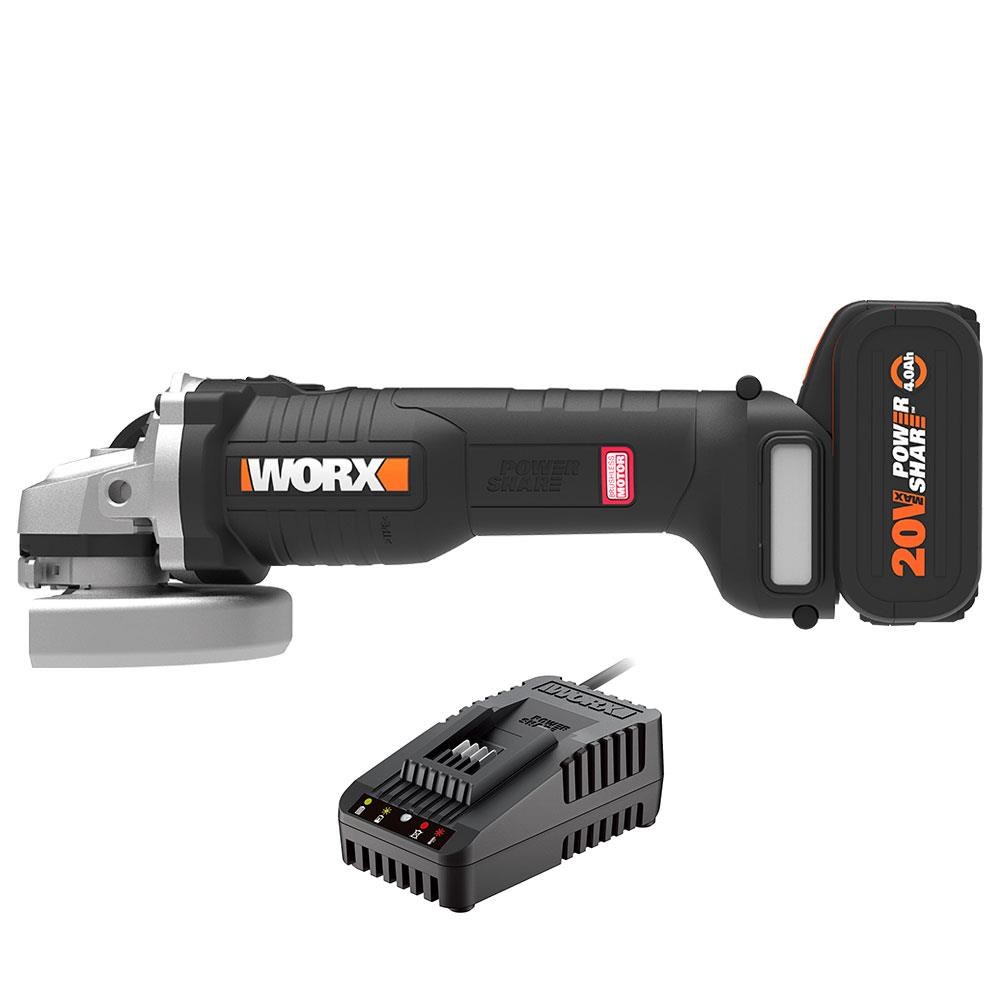 WorxWORX WX812.9C 20Volt 2.0Ah. 125mm Kömürsüz Profesyonel Tek Akülü Şarjlı Avuç TaşlamaWX812.9C