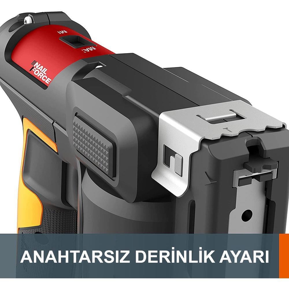 WorxWORX WX843 20Volt/2.0Ah. Li-ion Şarjlı Profesyonel 6-14mm Zımba ve 15mm Çivi Çakma + 3500 adet Yedek Zımba ve ÇiviWX843