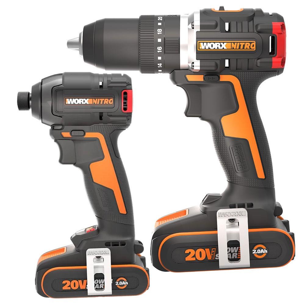 WorxWorx WX925 20Volt/2.0Ah Li-ion Çift Akülü Kömürsüz Profesyonel Darbeli Matkap+WX265 Kömürsüz Darbeli Tornavida Kombo SetWX925