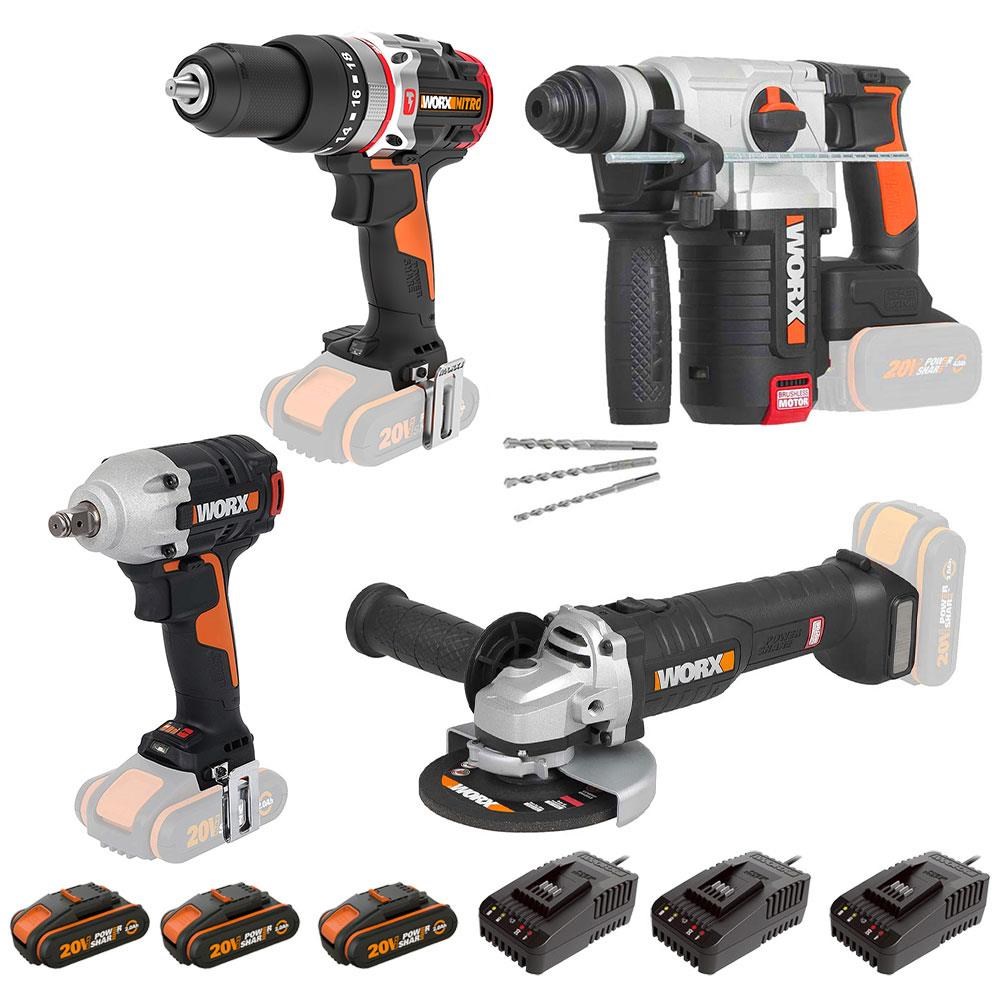 WorxWORX WXKS5 WX354.9 + WX272.9 + WX380.9 + WX812.9 + WA3601 20V/2Ah Pro Kombo SetWXKS5