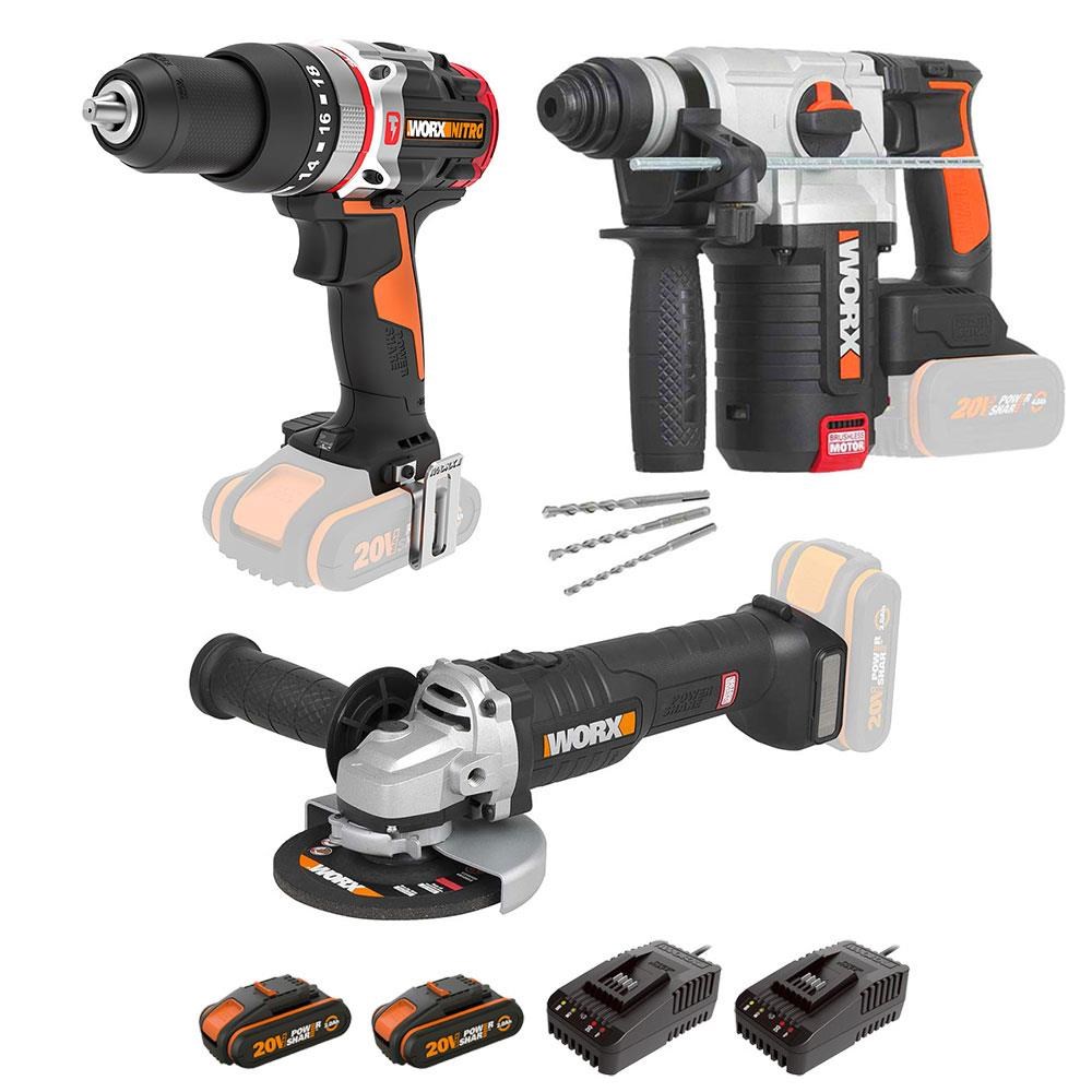 WorxWORX WXKS6 WX354.9 + WX380.9 + WX812.9 + WA3601 20V/2Ah Pro Kombo SetWXKS6