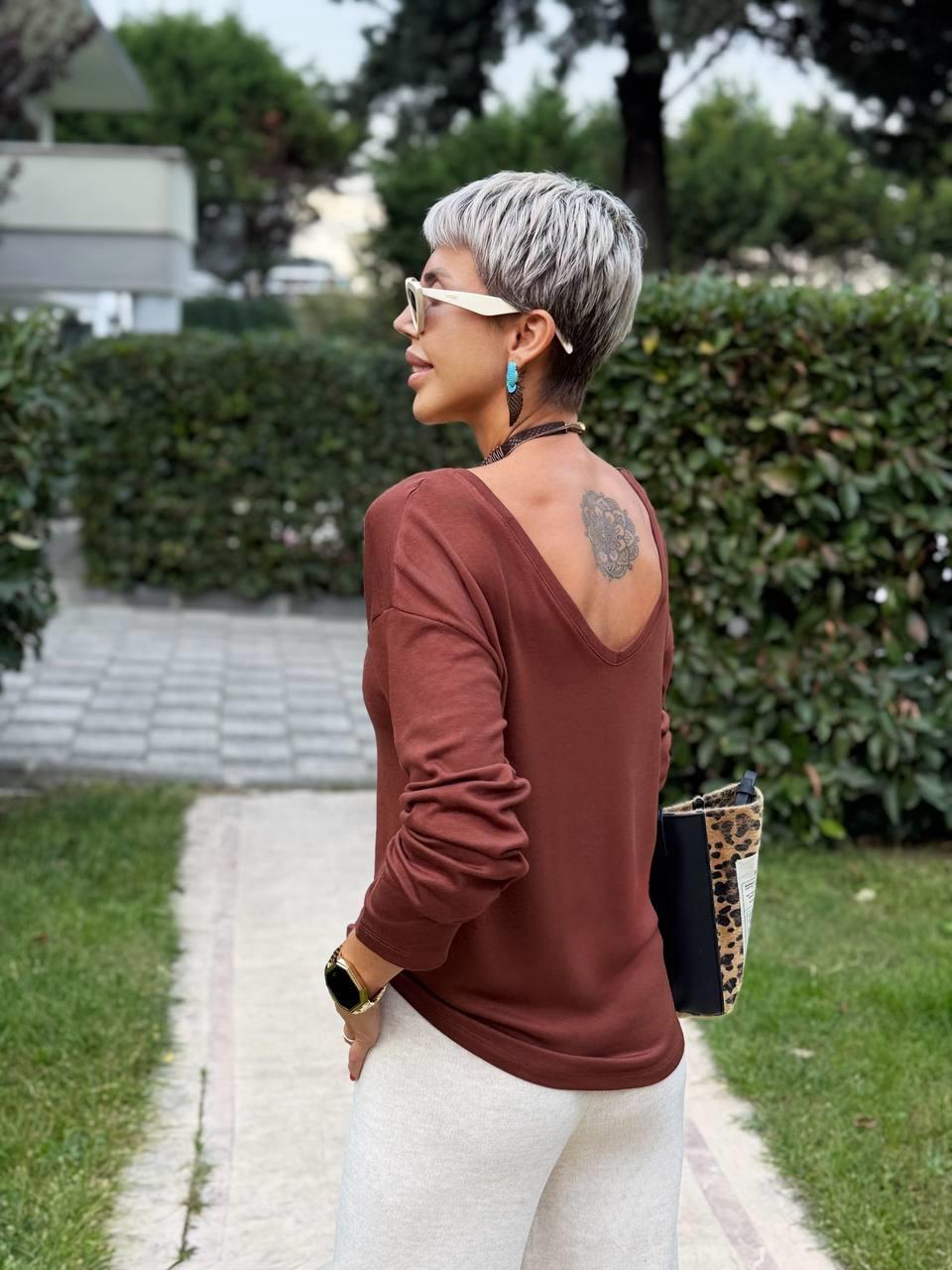 ACI KAHVE S.STUDIO ÖN ARKA V YAKA PREMIUM BLUZ