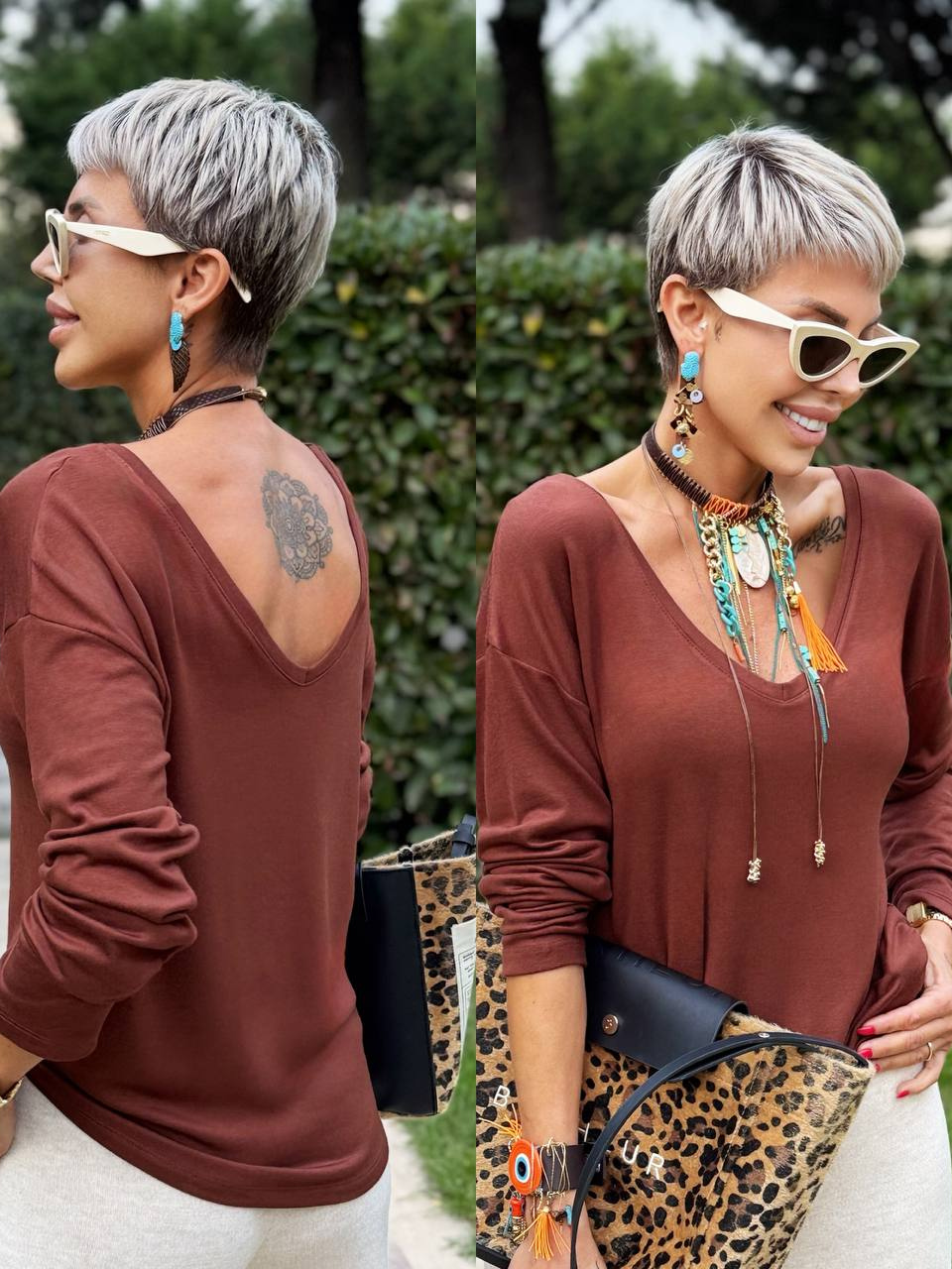 ACI KAHVE S.STUDIO ÖN ARKA V YAKA PREMIUM BLUZ