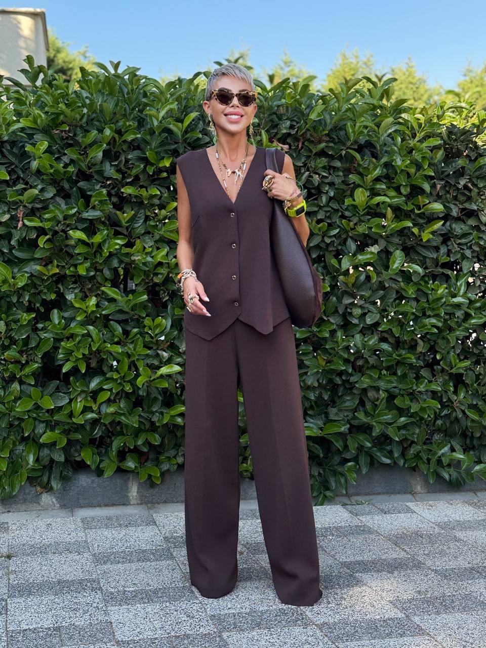 ACI KAHVE YELEKLİ TRİKO TAKIM 