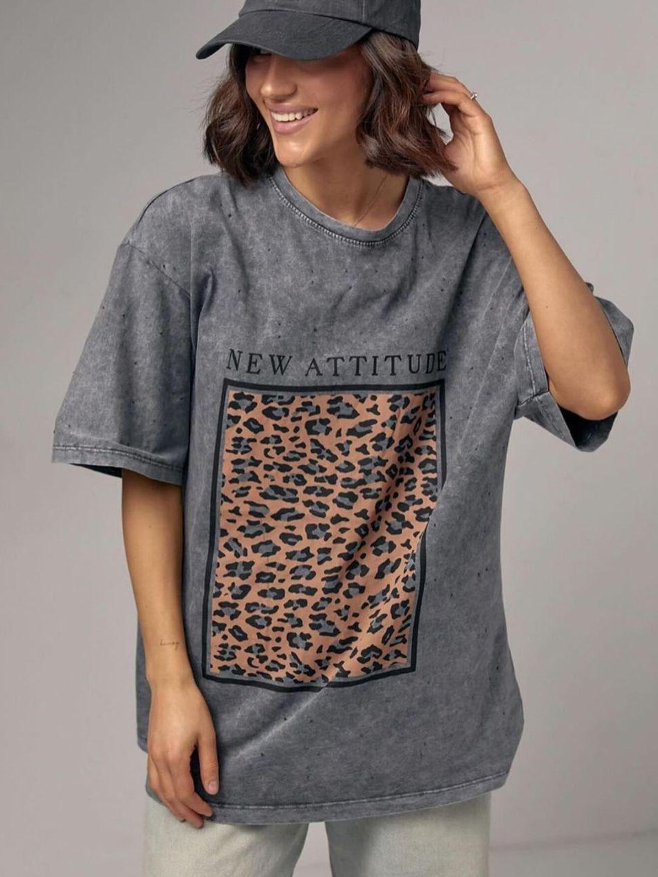 ANTHRACITE LEOPARD PRINT T-SHIRT