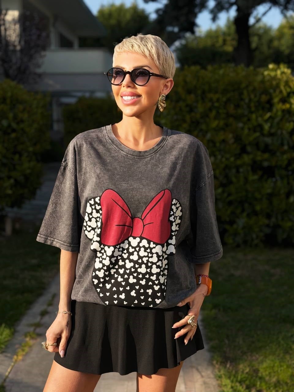 ANTRASİT PAPYON MICKEY BASKILI TSHIRT