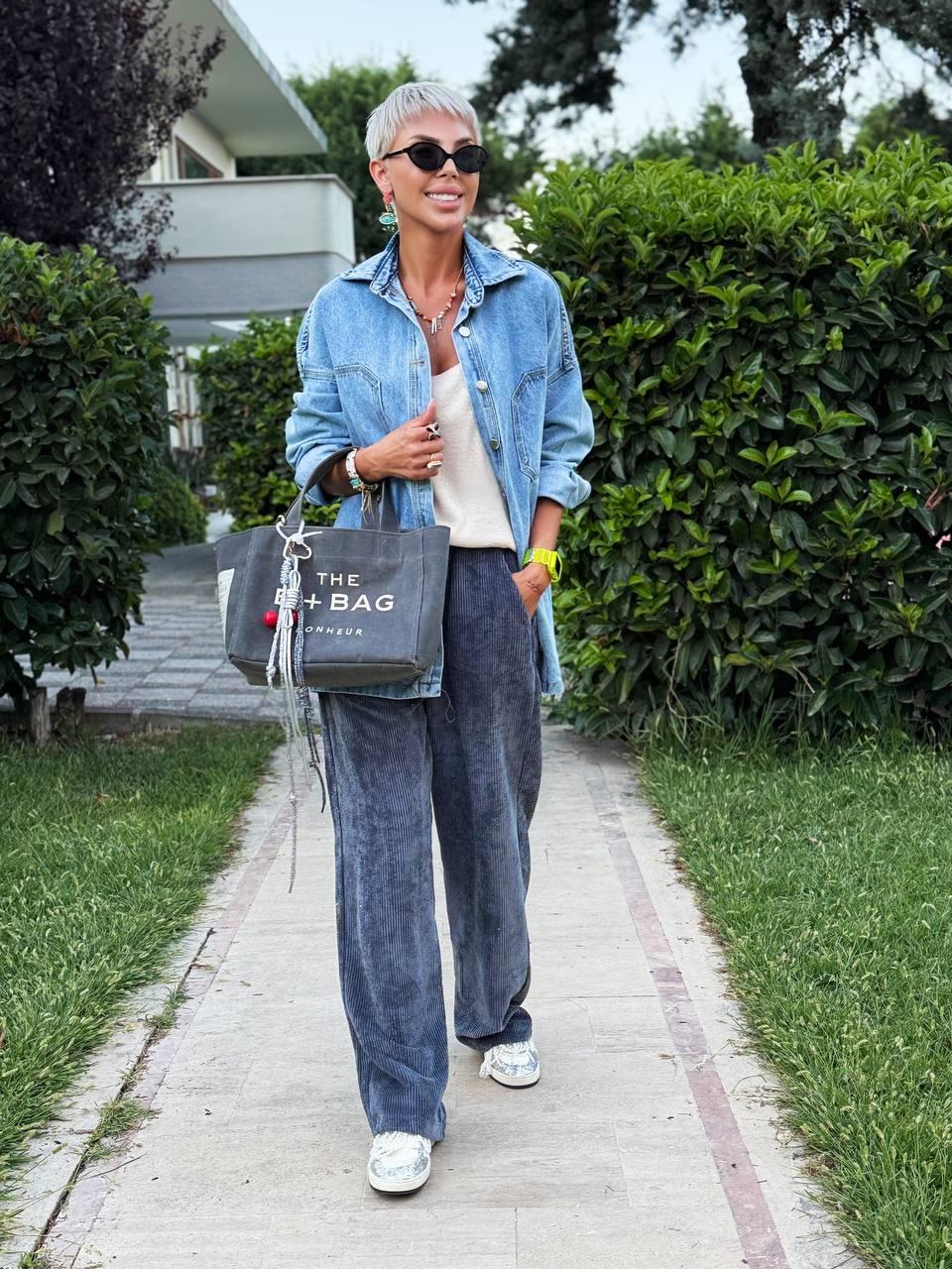 ANTRASİT RENK KADİFE FİTİLLİ PANTOLON