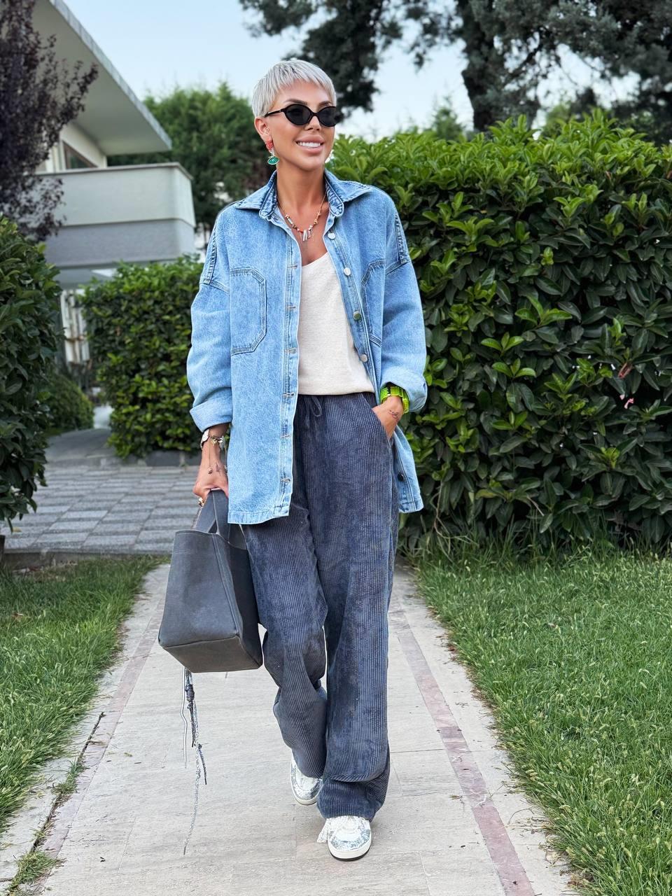 ANTRASİT RENK KADİFE FİTİLLİ PANTOLON