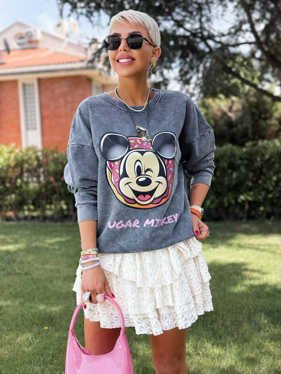ANTRASİT YIKAMALI SUGAR MICKEY SWEATSHIRT