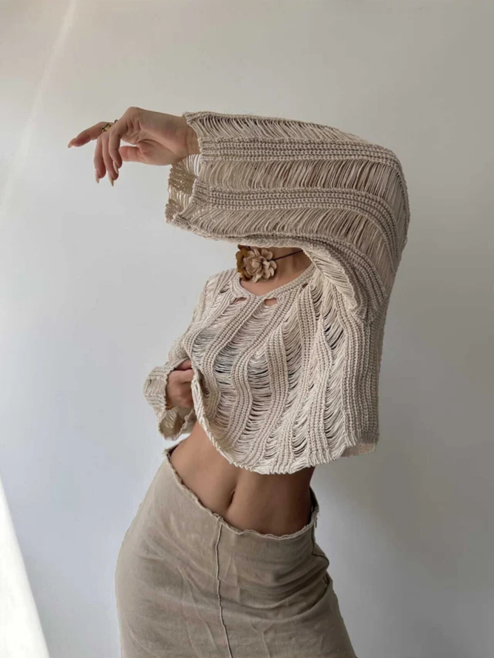 BEJ S.STUDIO ORGANİK AJUR TRİKO TOP