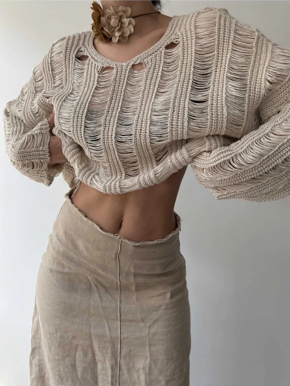BEJ S.STUDIO ORGANİK AJUR TRİKO TOP