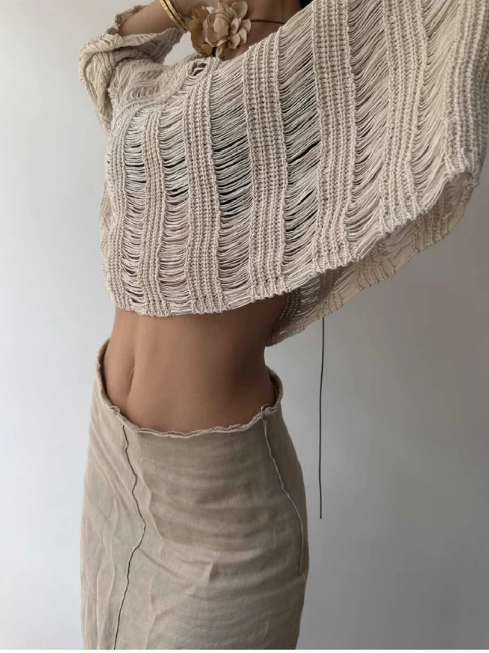 BEJ S.STUDIO ORGANİK AJUR TRİKO TOP