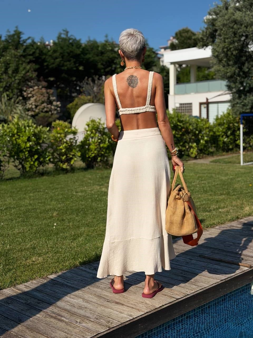BEJ S.STUDIO MÜSLİN CROP ETEK TAKIM