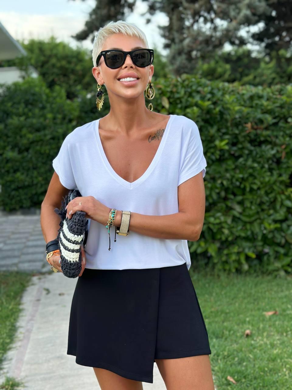 BEYAZ SS STUDIO PAMUK MODAL TSHIRT