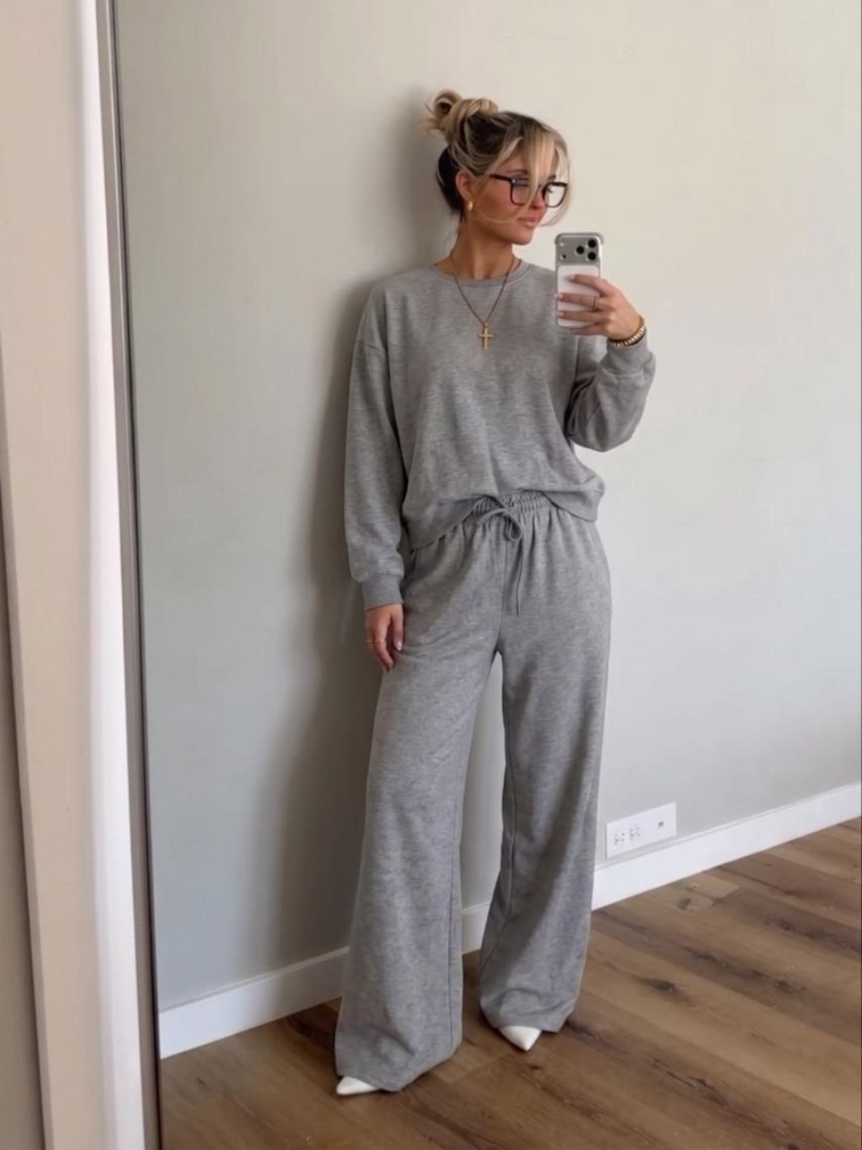 Bisiklet Yaka Sweat Pantolon Takım Gri
