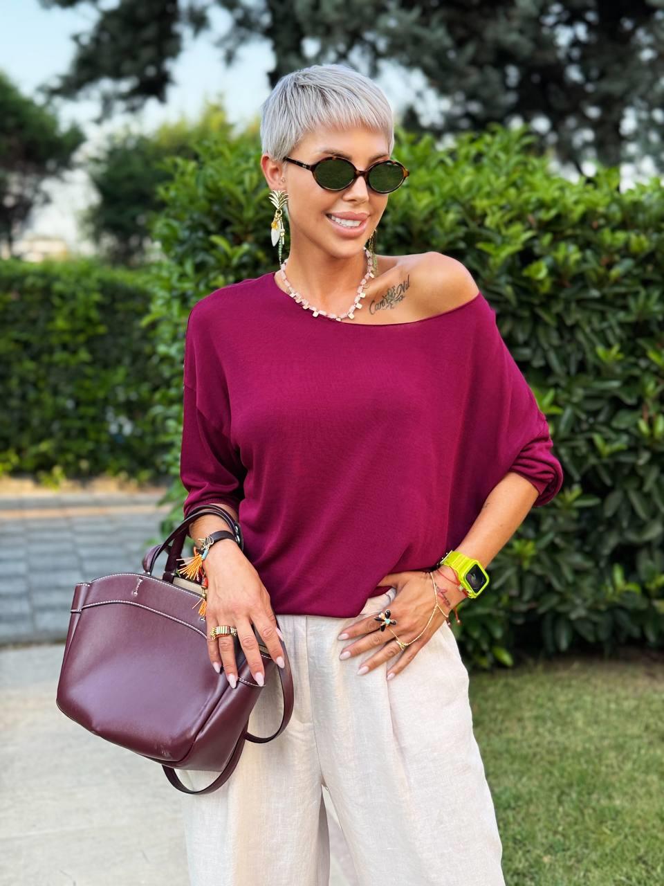 BORDO KAYIK YAKA MERSERİZE