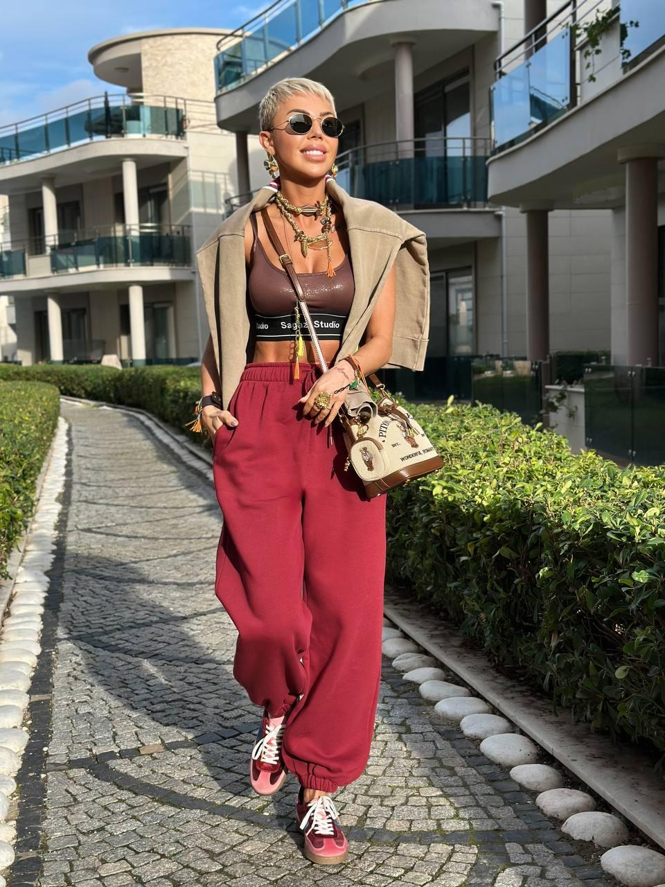 BORDO ÜÇ İPLİK JOGGER EŞOFMAN