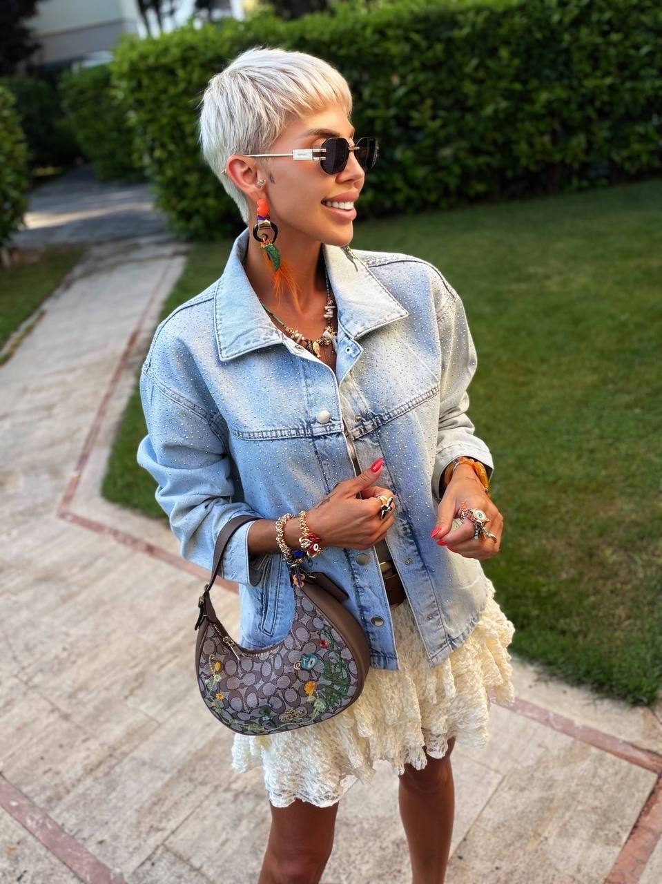 BUZ MAVİ S.STUDIO TAŞ BASKI DENIM CEKET
