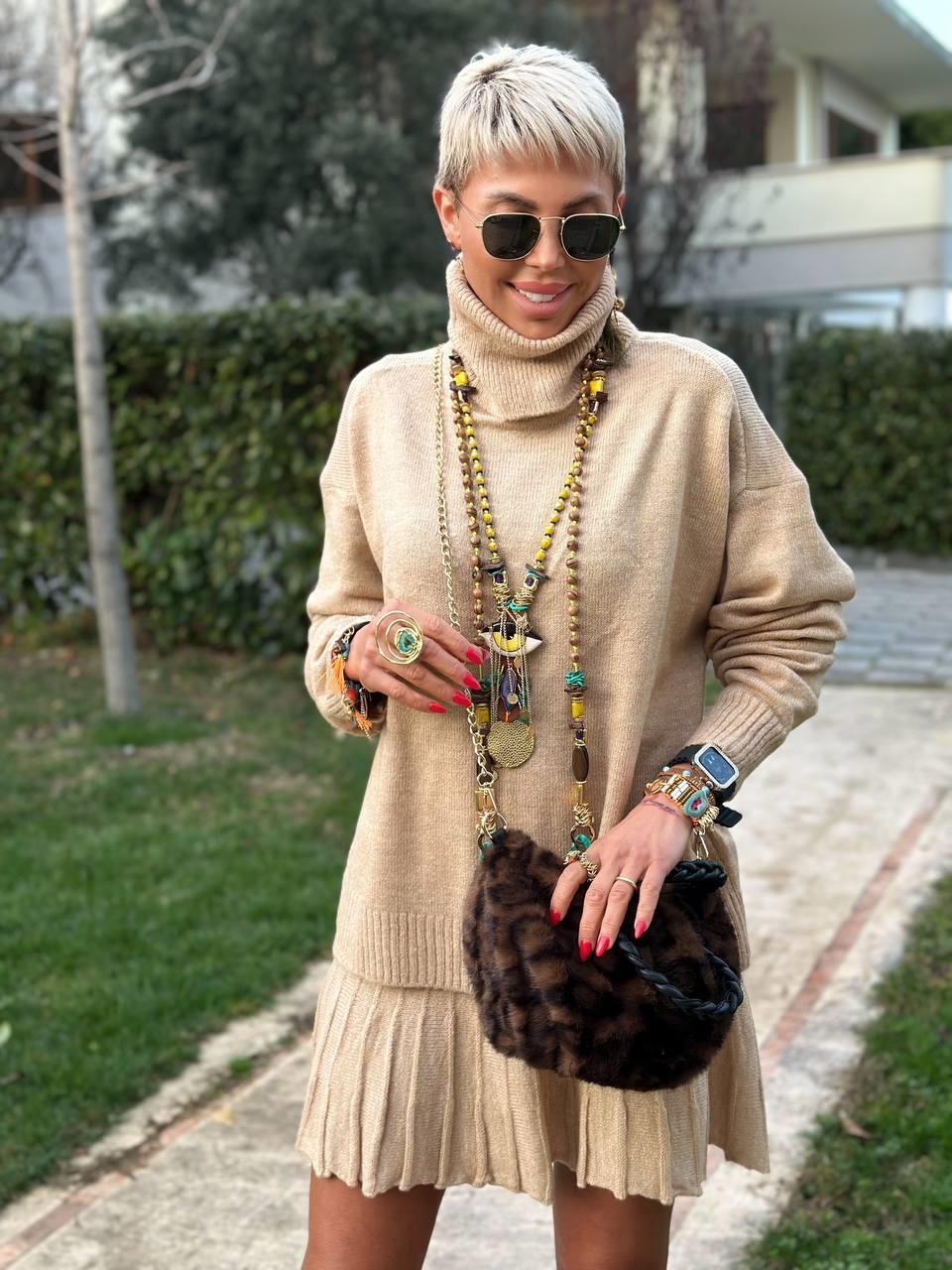 CAMEL BALIKÇI YAKA KAZAK ETEK TRİKO TAKIM