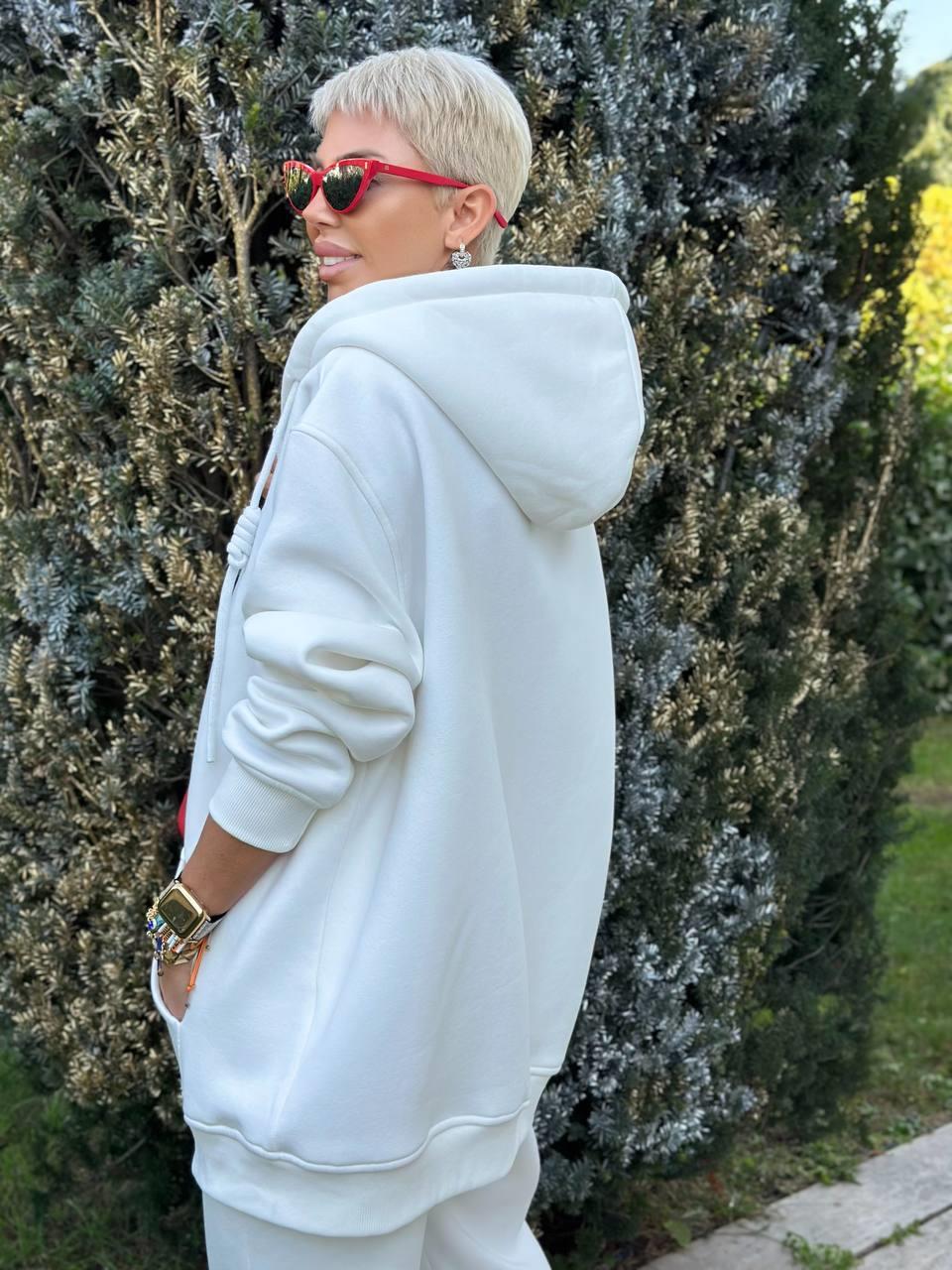 EKRU FERMUARLI PREMIUM BASIC HOODIE