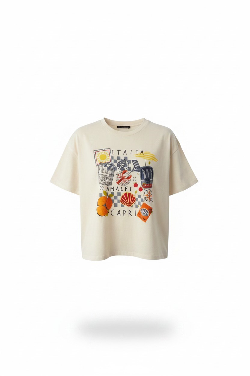 EKRU ITALIA BASKILI TSHIRT