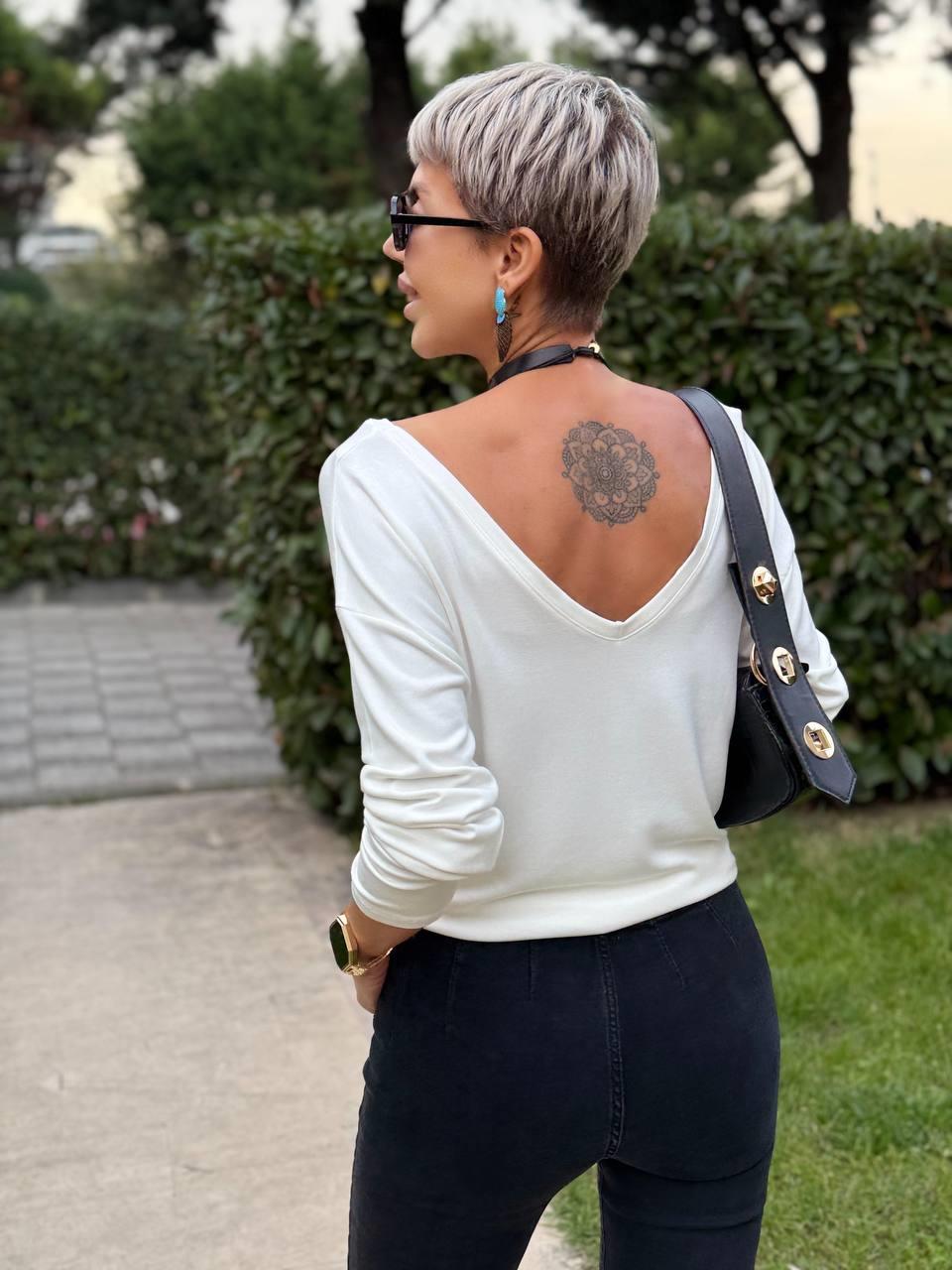 EKRU S.STUDIO ÖN ARKA V YAKA PREMIUM BLUZ