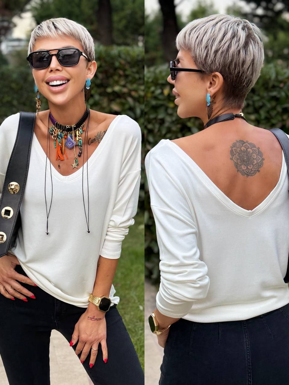 EKRU S.STUDIO ÖN ARKA V YAKA PREMIUM BLUZ