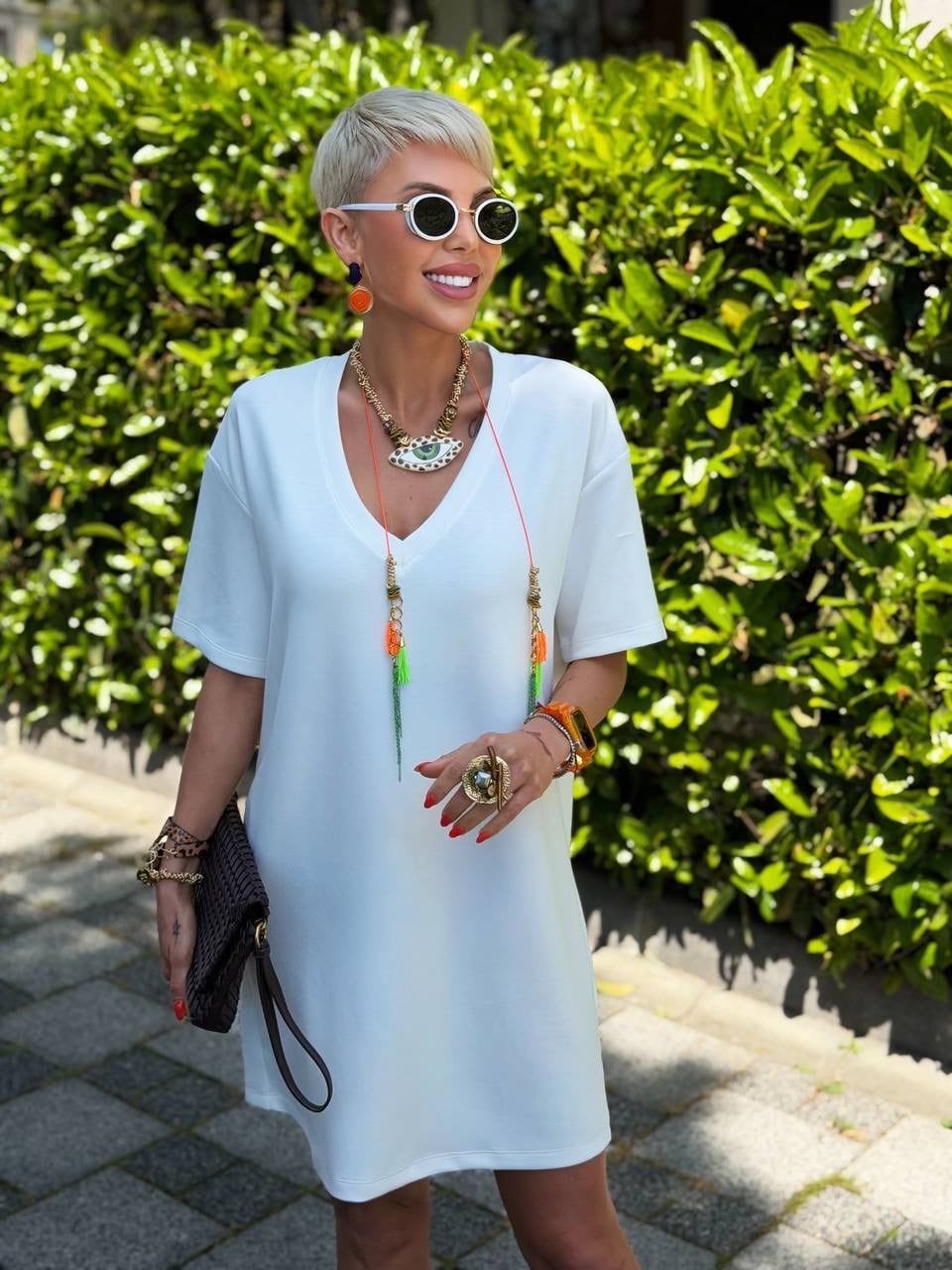 EKRU S.STUDIO V YAKA BASIC MODAL ELBİSE