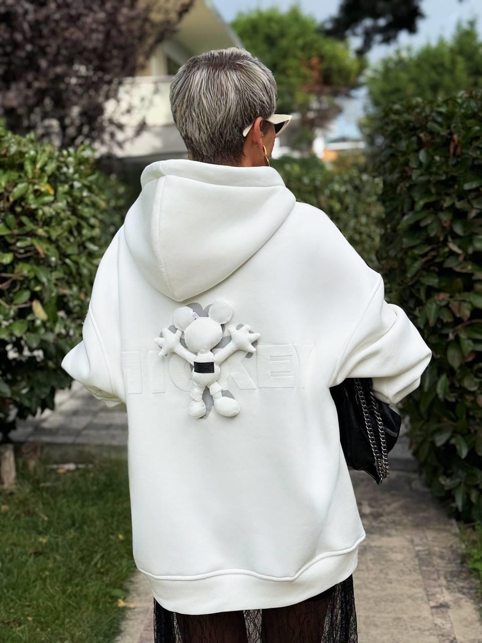 EKRU S.STUDIO MICKEY TASARIM HOODİE